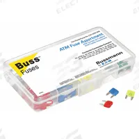 BUSSMANN Fuse Kit: Includes Series ATM, Automotive Fuses, 2 A – 30 A Range (MPN CDY10TRY-ATM). Key specifications — Fuse Series Included: ATM; Tool Included: None; Brand: BUSSMANN.