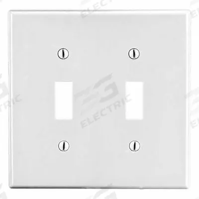 HUBBELL Wall Plate: Toggle, 2 Gang, White - General Purpose Wall Plates