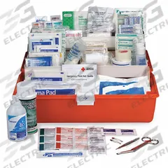 Response First Aid Kit: 258 Components, Plastic, Bag, Red, Medication Included, Plastic (MPN FA-504). Key specifications — Brand: FIRST AID ONLY; Adhesive Bandages Included: (10) Adhesive Plastic Bandages; Applicators Included: (6) Cotton Tip Applicators; Product Type: Response First Aid Kit; PPE and Disposal Equipment Included: (4) Nitrile Exam Gloves; Oral and Inhalant Medicinals Included: (8) Non Aspirin Tablets; Tools Included: (3) Finger Splint/Tongue Depressor; Topical Medicinals Included: (9) Sting Relief Wipes.