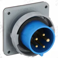 HUBBELL Pin and Sleeve Inlet: Blue, 120/208V AC, Three Phase, 20 A, 4 Pole, 5 Wire, IEC Grounding (MPN HBL520B9W). Key specifications — Brand: HUBBELL.
