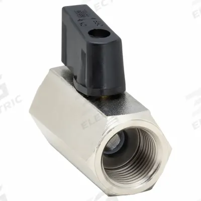 APPROVED VENDOR Manual Two-Way Ball Valve: 3/8 in, Nickel-Plated Brass, Straight, FNPT x FNPT - Mini Brass Ball Valves