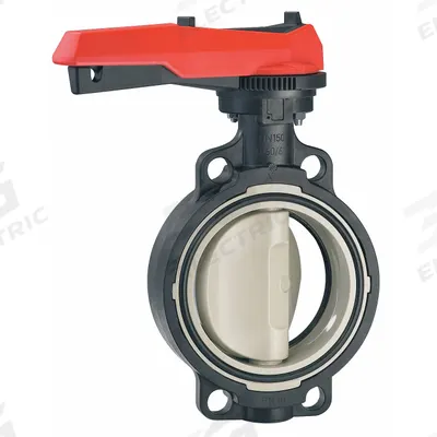 GEORG FISCHER Butterfly Valve: 6 in Pipe Size, Concentric, 145 psi Max. Pressure (CWP) - Polypropylene General-Service Butterfly Valves