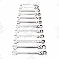 GEARWRENCH Combination Ratcheting Wrench Set: Alloy Steel, Full Polish Chrome, 12 Tools, Std, SAE (MPN 86727). Key specifications — attr309581: Full Polish Chrome; attr309580: Alloy Steel; attr309571: No; attr309583: No; attr309587: Yes; attr324931: GEARWRENCH; attr309569: 8 mm to 19 mm.