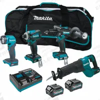 MAKITA Cordless Tool Combination Kit: 4 Tools, 40 V DC Volt, Battery Included, XGT®, XGT®, 373WA9) (MPN GT401M1D1). Key specifications — attr1176460: Flashlight.