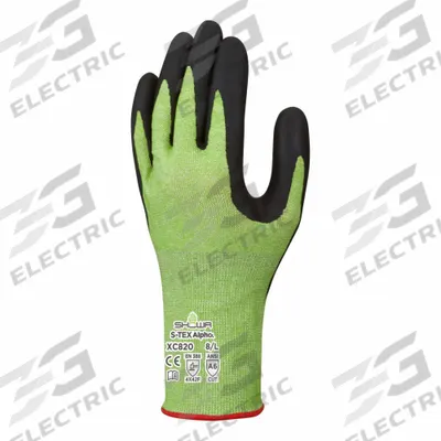 SHOWA Knit Gloves: L ( 8 ), ANSI Cut Level A6, Palm, Dipped, Microporous Nitrile - Light-Duty Cut-Resistant Gloves with Nitrile Coating