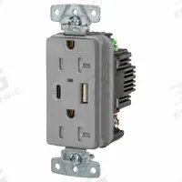 USB Receptacle: Duplex, 5-20R, 2 USB Ports, USB Type A/C, Gray, 125V AC, 20 A (MPN USB20ACPDGY). Key specifications — Brand: HUBBELL.
