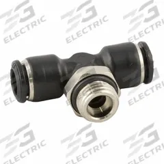 AIGNEP Push-Fit Tee Fitting: 5 mm OD x 5 mm OD x 5 mm Pipe Size, Fiberglass-Reinforced Nylon (MPN 55215-5-M5). Key specifications — Brand: AIGNEP; Thread Size A: M5.