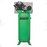 SPEEDAIRE Electric Air Compressor: 5 hp, 1 Stage, Vertical, 60 gal, 14.2 cfm, 135 psi, Base Model (MPN 4ME98). Key specifications — attr48430: SPEEDAIRE; attr48445: 60 Hz; attr48448: Pressure Safety Valve; attr48450: 480V AC; attr48474: Three; attr48487: Vertical.