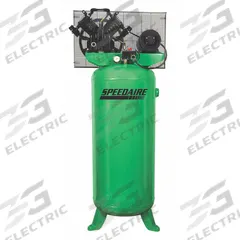 SPEEDAIRE Electric Air Compressor: 5 hp, 1 Stage, Vertical, 60 gal, 14.2 cfm, 135 psi, Base Model (MPN 4ME98). Key specifications — attr48430: SPEEDAIRE; attr48445: 60 Hz; attr48448: Pressure Safety Valve; attr48450: 480V AC; attr48474: Three; attr48487: Vertical.
