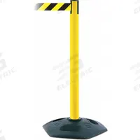 TENSABARRIER Barrier Post with Belt: Black/Yellow, Chevron, No Legend, 7 1/2 ft Belt Lg, Yellow (MPN 886-35-STD-NO-D4X-C). Key specifications — Base Material: Rubber; Belt Color: Black/Yellow; Brand: TENSABARRIER; Post Material: Plastic; Post Color: Yellow; Message: No Legend.