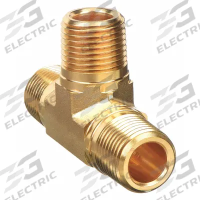 PARKER Metal Pipe Tee: Tee, Bright C37700 Brass, 1/4 in x 1/4 in x 1/4 in, 4,100 psi - Threaded Extreme-Pressure Instrumentation Pipe Fittings