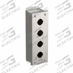 HAMMOND Push Button Enclosure: 30mm, 4 Holes, 316 Stainless Steel, NEMA 3R/4/4X (MPN 1435S16D). Key specifications — attr211299: HAMMOND; attr1043605: Washdown-Corrosion-Resistant.