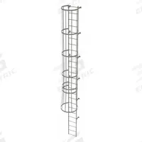 TRI-ARC Fixed Ladder with Safety Cage: 24 ft Overall Ht, 18 in Overall Wd, Steel, 25 Rungs (MPN WLFC1125). Key specifications — Brand: TRI-ARC; Assembly: Unassembled; Number of Sections: 2.