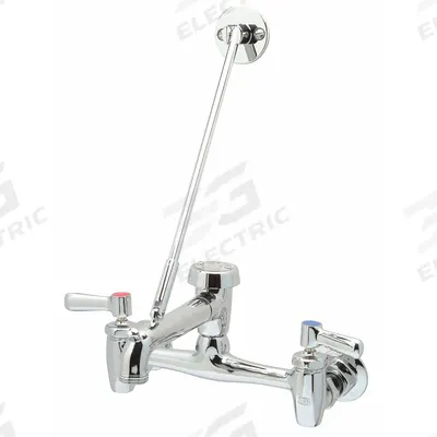 ZURN Straight Service Sink Faucet: Wall, Centerset, Brass, Chrome, 0.5 gpm Flow Rate - Widespread Utility Faucets