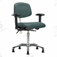 Cleanroom Task Chair: Vinyl, Arms Included, Ht Range 21 1/2 in to 29 in, 18 1/2 in Seat Wd, Adj (MPN BR-NCR-VMBCH-CR-T1-A1-NF-RG-8546). Key specifications — Foot Support: No; Back Tilt Backward: 13.5°; Back Tilt Forward: 10.5°; Base Material: Aluminum; Brand: APPROVED VENDOR; Product Type: Cleanroom Task Chair; Cleanroom Class: ISO 5; ESD-Safe: Not ESD Safe.