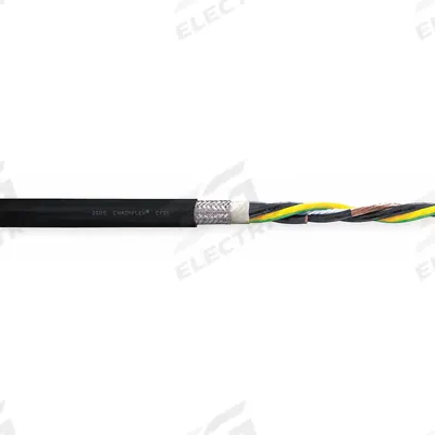 CHAINFLEX Motor Cable: 10 AWG, 4 Conductors, 25 ft, PVC Jacket - Continuous Flexing Power Cables for VFDs
