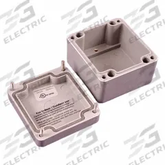 HAMMOND Enclosure: Polyester, 3 in x 2 in x 2 in, NEMA 4/4X, Solid Cover, Screw On (MPN 1590ZGRP081). Key specifications — Brand: HAMMOND; Closure Method: Screws; Enclosure Material: Polyester; Knockouts: Not Included.