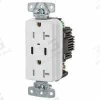 USB Receptacle: Duplex, 5-20R, 2 USB Ports, USB Type A/C, White, 125V AC, 20 A (MPN USB20CPDW). Key specifications — Brand: HUBBELL.