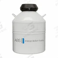 AMERICAN BIOTECH SUPPLY Cryogenic Canister: 33.4 L Capacity, 18 1/4 in Overall Dia, 26 in Overall Ht (MPN ABS SSC 33). Key specifications — Brand: AMERICAN BIOTECH SUPPLY; Material: Aluminum; Includes: LN2 Measuring Ruler.