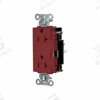 HUBBELL Receptacle: Decorator Duplex, 5-20, Red, 125V AC, 20 A, 2 Pole / 3 Wire (MPN DR20STR)