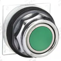 SCHNEIDER Flush Push Button: Green, 30 mm Mounting Size, Metallic, Momentary (MPN 9001KR1G). Key specifications — Brand: SCHNEIDER; Action: Momentary; Series: 9001K; Push Button Material Type: Metallic.
