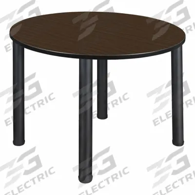 KEE Cafe/Breakroom Table: Laminate, Walnut, 29 in Overall Ht - Max, Circle - Cafe & Breakroom Tables