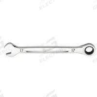 MILWAUKEE Ratcheting Combination Wrench: Chrome Vanadium Steel, Chrome, 17 mm Head Size, Std (MPN 45-96-9317). Key specifications — attr309600: 17 mm; attr309611: Chrome; attr309610: Chrome Vanadium Steel; attr309604: No; attr309612: No; attr309613: No; attr309615: No; attr324932: MILWAUKEE.