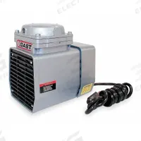 GAST Compressor/Vacuum Pump: 1/8 hp, 115V AC, 25.5 in Hg Max Vacuum, 60 psi Max Continuous Pressure (MPN DOA-P707-AA). Key specifications — attr50671: 115V AC; attr50650: 1.1 cfm @ 0 psi; attr50635: GAST.