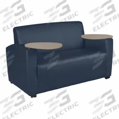 REGENCY Love Seat: Blue, Navy Blue, 4 Casters/Glides, Built-In Table Arms, 56 in Overall Wd, Vinyl (MPN 7702NSNOBE). Key specifications — Brand: REGENCY; Features: Built-In Table Arms; Frame Color: Navy Blue; Back Material: Vinyl; Seat Material: Vinyl; Chair Material: Vinyl.