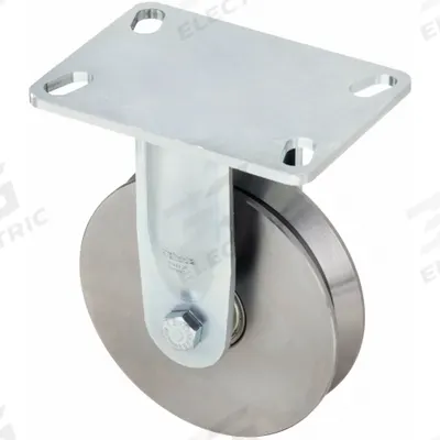 APPROVED VENDOR Plate Caster: Rigid, 6 in Wheel Dia, 1 5/8 in Wheel Wd, 7 7/8 in Mounting Ht - V-Groove Track-Wheel Plate Casters