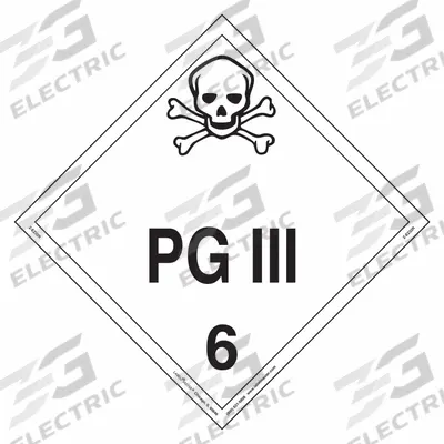 LABELMASTER Placard: PG III, 10 3/4 in x 10 3/4 in, 10 3/4 in Label Ht, Vinyl, Placard - Class 6: Toxic, Poison Inhalation & Infectious Substances