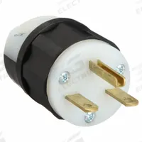 LEVITON Straight Blade Plug: 6-15P, 250V AC, 15 A, 2 Pole, 3 Blade, Black/White (MPN 5666-C)
