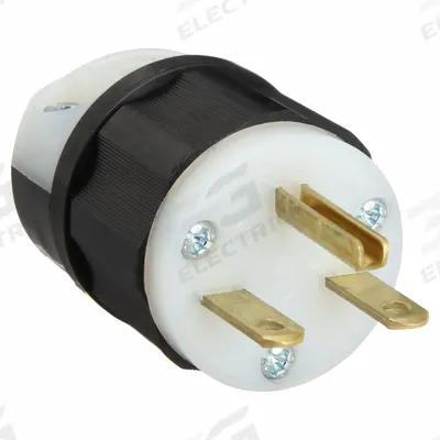 LEVITON Straight Blade Plug: 6-15P, 250V AC, 15 A, 2 Pole, 3 Blade, Black/White (MPN 5666-C) - General Purpose Plugs
