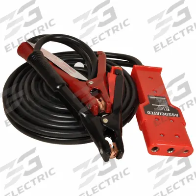 ASSOCIATED EQUIP Jumper Cables: Crimped, 5 AWG, Std Jaw, 25 ft Cable Lg, Black - Plug-In Jumper Cables