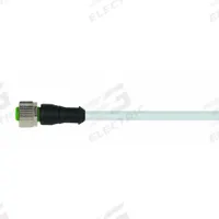 Cordset: M12 Female Straight X Bare Wire, 4 Pins, Gray, PUR, 5 m Cable Lg, 4 A Max Current (A) (MPN 7000-12221-2340500). Key specifications — Cable Jacket Color: Gray; End 1 Gender: Female; End 1 Mounting Orientation: Straight; End 2 Connection Type: Bare Wire; IP Rating: IP66K; Brand: MURRELEKTRONIK; Wire Size: 22 AWG; Cable Jacket Material: PUR.