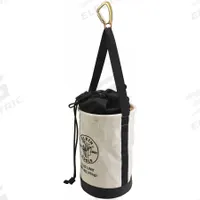 KLEIN TOOLS Bucket Bag: 17 in H, White, Canvas, 0 Pockets, Drawstring, Single Handle With Snap Hook (MPN 5114DSC). Key specifications — attr1118525: KLEIN TOOLS; attr1125037: White; attr1118507: Single Handle With Snap Hook; attr1125041: Canvas; attr1203718: Yes.