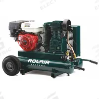 ROLAIR Portable Gas Air Compressor: 2 Stage, 9 hp Engine, Honda, 20 cfm @ 90 psi, 9 gal Air Tank (MPN 8422HBK119-0001). Key specifications — attr50858: Honda; attr50844: ROLAIR.