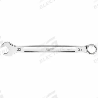 MILWAUKEE Combination Wrench: Steel, Chrome, 32 mm Head Size, 16 7/8 in Overall Lg - Metric 12-Point Combination Wrenches