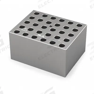 IKA Dry Block: Anodized Aluminum, 3 3/4 in Overall Wd, 3 in Overall Lg, 30 Wells - Dry Bath Blocks