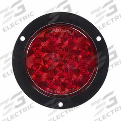MAXXIMA Stop, Turn, and Tail Combination Light: LED, Stop, Turn, and Tail Combo Light, Red, Round (MPN M42323R-A). Key specifications — Standards: DOT/SAE J2040; Electrical Connection: Connector PL-3 Integrated; Brand: MAXXIMA; Installation Type: Permanent; Lens Color: Red; Mount Type: Flange; Lighting Technology: LED; Light Type: Stop, Turn, and Tail Combination Light.
