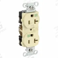 HUBBELL Receptacle: Duplex, 5-20, Ivory, 125V AC, 20 A, 2 Pole / 3 Wire (MPN BR20IWR)