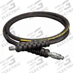 Hydraulic Hose Assembly: 1/4 in ID, AH630 x NPTF, 6 ft Lg, Black, 3/8 in x 3/8 in Fitting Size (MPN HB9206Q). Key specifications — Hose Color: Black; Hose Tube Material: Rubber; Fitting Type: AH630 x NPTF; Manufacturer Part Number: HB9206Q; Brand: ENERPAC.