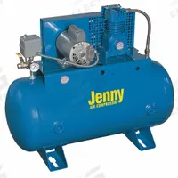JENNY Fire Sprinkler Air Compressor: 0.5 hp, 1 Stage, Horizontal, 30 gal, 3.8 cfm, 40 psi (MPN F12S-30UMS-115/1). Key specifications — attr48430: JENNY; attr48445: 60 Hz; attr48448: Pressure Safety Valve; attr48450: 240V AC; attr48474: Single; attr48487: Horizontal.