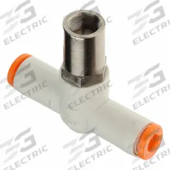 SMC Speed Controller: In-Line Fitting, Screwdriver Slot, 1/8 in Valve Body Size, Meter Out, 5/32 in (MPN AS2001F-03T). Key specifications — attr947203: Brass/PBT; attr947205: SMC; attr947223: 5/32 in Push to Connect Tube.