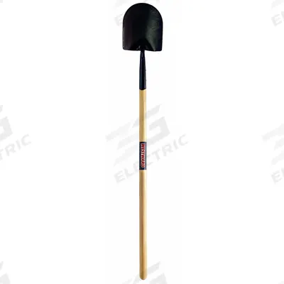 WESTWARD Round Point Shovel: Steel Blade, 14 ga, Straight Handle Type, Wood Handle - Round Point Shovels