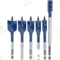 BOSCH Spade Drill Bit Set: 6 in Overall Lg, Bright (Uncoated), 1/4 in Shank Hex Size, 6 Drill Bits (MPN DSBS5007P). Key specifications — attr277223: BOSCH; attr255674: Bright (Uncoated); attr255683: Carbon Steel.