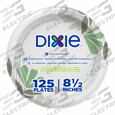 DIXIE Disposable Paper Plate: Multi, Medium-Wt, 8 1/2 in Disposable Plate Size - Paper Plates