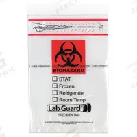 Specimen Transfer Bag: LDPE, Biohazard, 1.75 mil Thick, Clear, 9 in Overall Ht, 49-98, 1,000 PK. Key specifications — Brand: MEDEGEN MEDICAL PRODUCTS; Closure Type: Zipper; Product Type: Specimen Transfer Bag; Manufacturer Part Number: 49-98; Color: Clear; Display Sell UOM: PK; Legend: Biohazard.