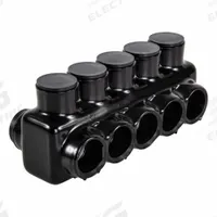POLARIS Multitap Connector: 5 Port, Double-Sided Entry, 6 AWG – 250 kcmil Wire Size, Black (MPN IPLD250-5B). Key specifications — Body Material: Aluminum; Brand: POLARIS.