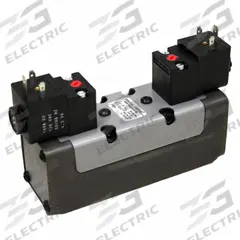 AVENTICS Solenoid Air Control Valve: Series CERAM, Double Solenoid, Five-Way / Three-Position (MPN R432006058). Key specifications — attr1076671: Internal Pilot; attr1076694: Detent; attr1076684: Non-Locking; attr1076708: 110V AC; attr1076649: Exhaust.